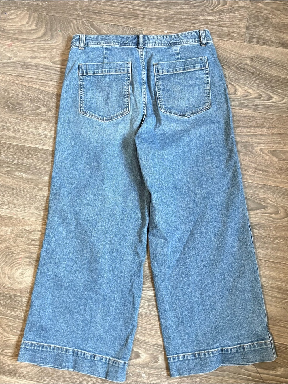 GAP High Rise Wide Leg Crop Chino Jeans Size 12/31 Regular Medium Wash - Picture 5 of 5